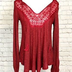 EUC Jessica Simpson Maroon Frida Boho Tunic Small